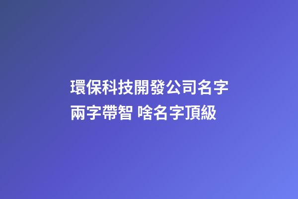 環保科技開發公司名字兩字帶智 啥名字頂級-第1張-公司起名-玄機派